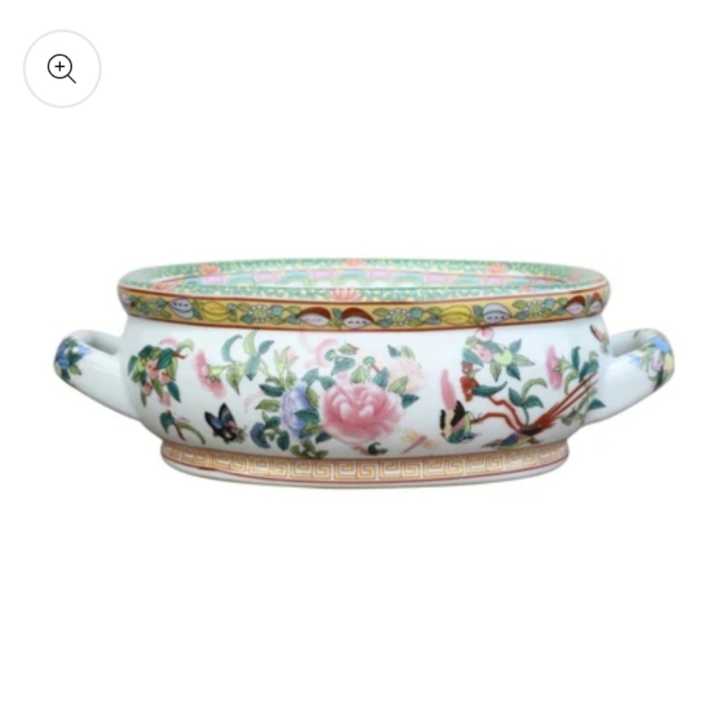 Rose Canton 12" Porcelain Mini Footbath Bowl